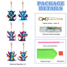 Load image into Gallery viewer, 6 PCS Double Sided Special Shape Diamond Painting Keychain Pendant (Dinosaur)
