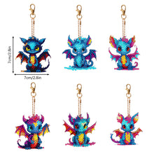 Load image into Gallery viewer, 6 PCS Double Sided Special Shape Diamond Painting Keychain Pendant (Dinosaur)
