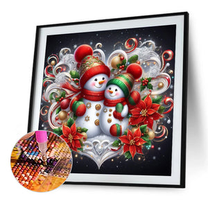 Full Of Diamonds Snowman 35X35CM(Canvas) Full AB Round Drill Diamond Painting