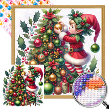 Load image into Gallery viewer, Christmas Tree And Little Doll 30*30CM(Picture) Full AB Round Drill Diamond Painting
