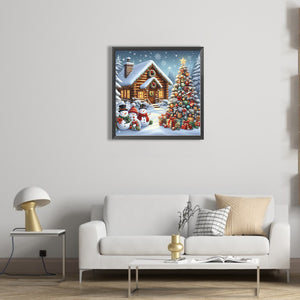 Full Of Diamonds Christmas Snow Scene 35X35CM(Canvas) Full AB Round Drill Diamond Painting