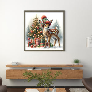 Snowman And Deer (30*30CM) 18CT Stamped Cross Stitch