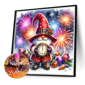 Goblin Clock New Year 40X40CM(Canvas) Full Round Drill Diamond Painting