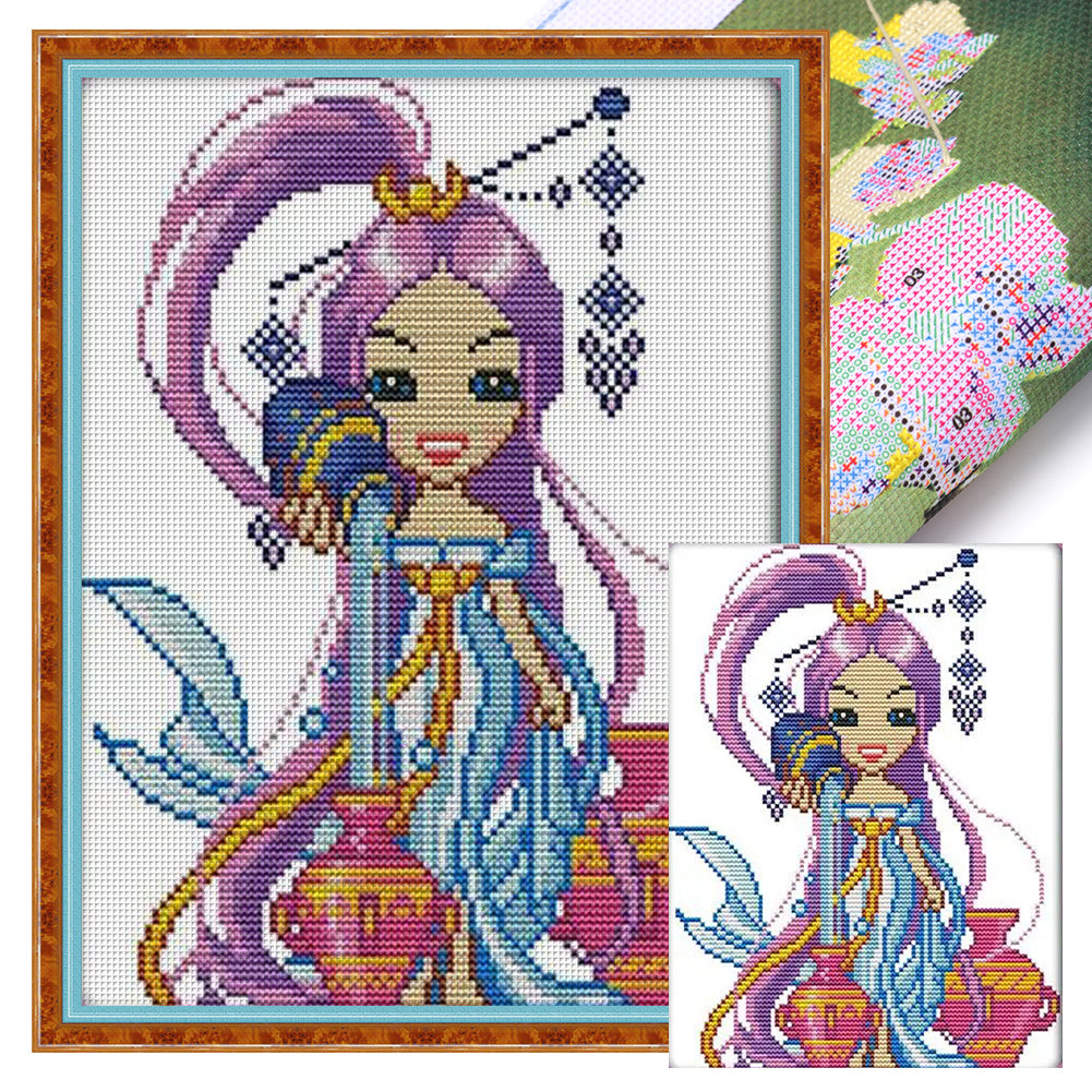 Joy Sunday Twelve Zodiac Signs: Aquarius (22*29CM) 14CT Stamped Cross Stitch