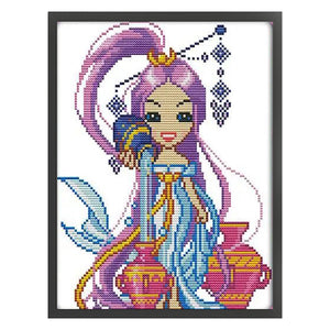 Joy Sunday Twelve Zodiac Signs: Aquarius (22*29CM) 14CT Stamped Cross Stitch