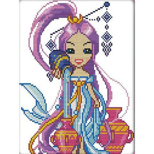 Joy Sunday Twelve Zodiac Signs: Aquarius (22*29CM) 14CT Stamped Cross Stitch