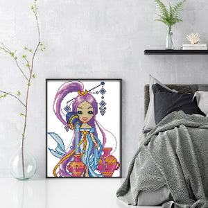 Joy Sunday Twelve Zodiac Signs: Aquarius (22*29CM) 14CT Stamped Cross Stitch