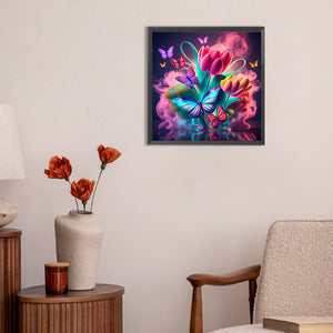 Colorful Flowers 30X30CM(Canvas) Full Round Drill Diamond Painting