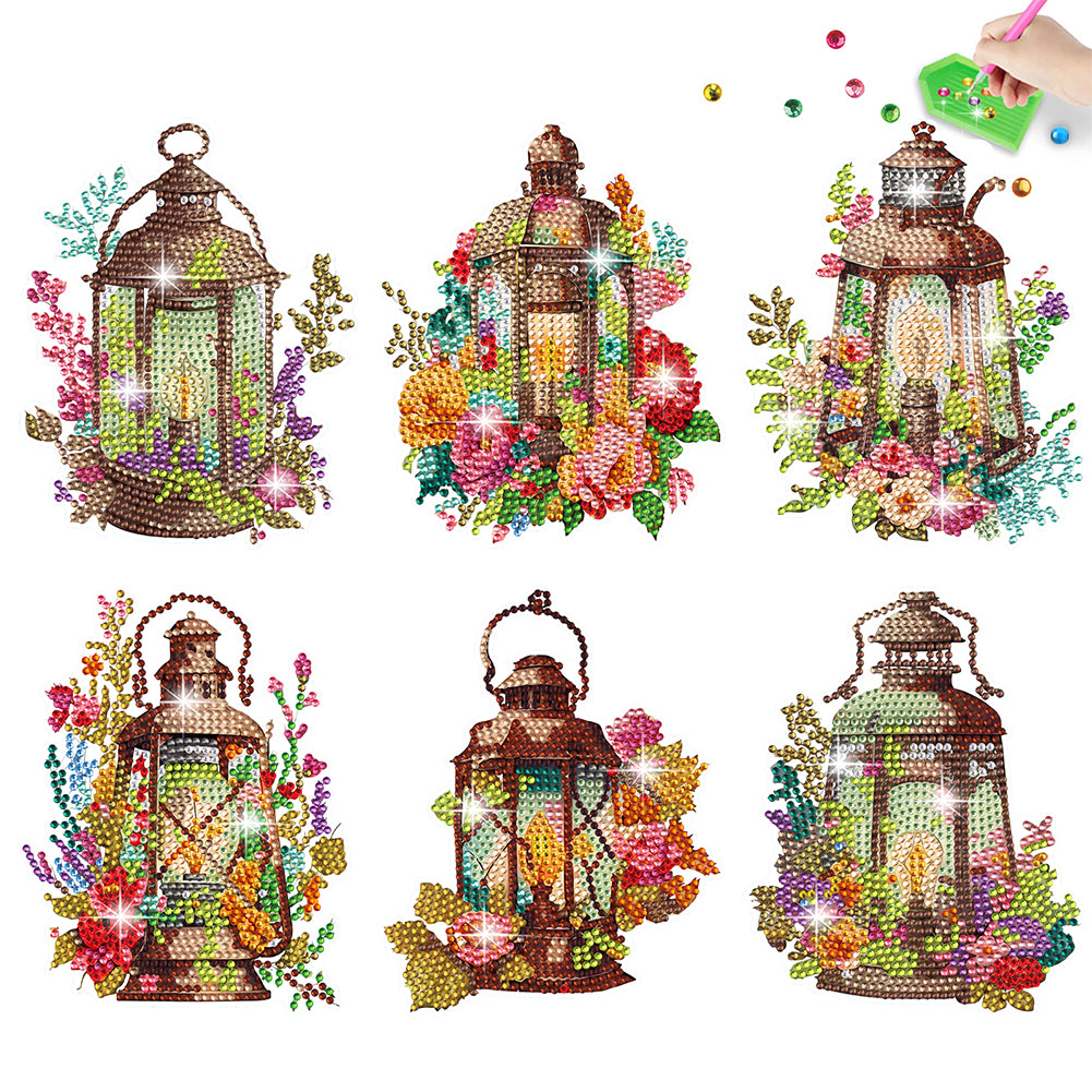 6 PCS Diamond Painting Stickers for Xmas Decor Boy Girls Gift (Christmas Lamp)