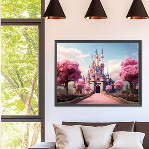 Pink Castle 40X30CM(Canvas) Full Square Drill Diamond Painting