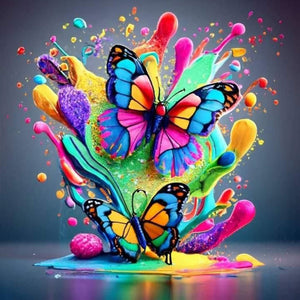 Colorful Butterfly 30*30CM(Canvas) Full Round Drill Diamond Painting