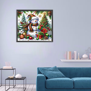 Snowman 40X35CM(Canvas) Full Round Drill Diamond Painting