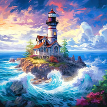 Load image into Gallery viewer, Sea Lighthouse 40X40CM(Canvas) Full Round Drill Diamond Painting
