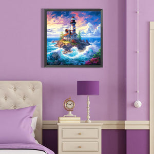 Sea Lighthouse 40X40CM(Canvas) Full Round Drill Diamond Painting