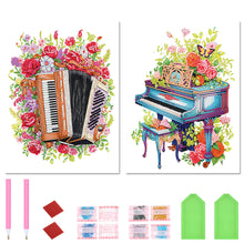 Load image into Gallery viewer, Music And Flowers 30*40CM(Canvas) Partial Special Shaped Drill Diamond Painting
