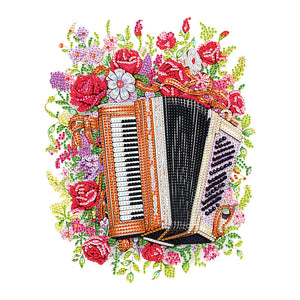 Music And Flowers 30*40CM(Canvas) Partial Special Shaped Drill Diamond Painting