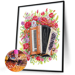 Music And Flowers 30*40CM(Canvas) Partial Special Shaped Drill Diamond Painting