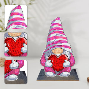 Wooden Diamond Painting Desktop Decor for Office Decor (Valentines Day Gnome)