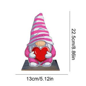 Wooden Diamond Painting Desktop Decor for Office Decor (Valentines Day Gnome)