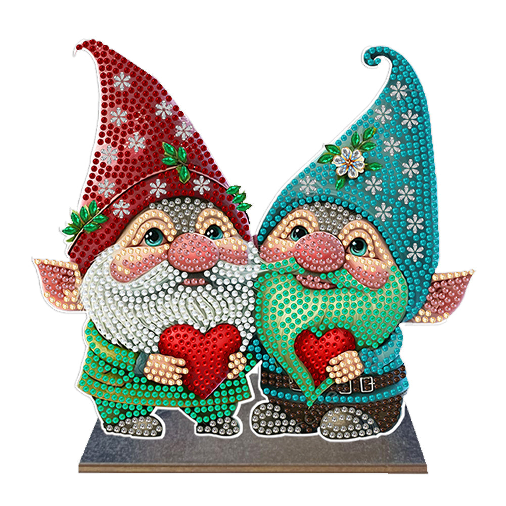 Wooden Diamond Painting Desktop Decor for Office Decor (Valentines Day Gnome)