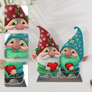 Wooden Diamond Painting Desktop Decor for Office Decor (Valentines Day Gnome)