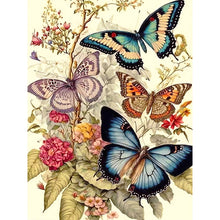 Load image into Gallery viewer, Butterfly And Flower 30X40CM(Canvas) Full Round Drill Diamond Painting
