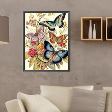 Load image into Gallery viewer, Butterfly And Flower 30X40CM(Canvas) Full Round Drill Diamond Painting
