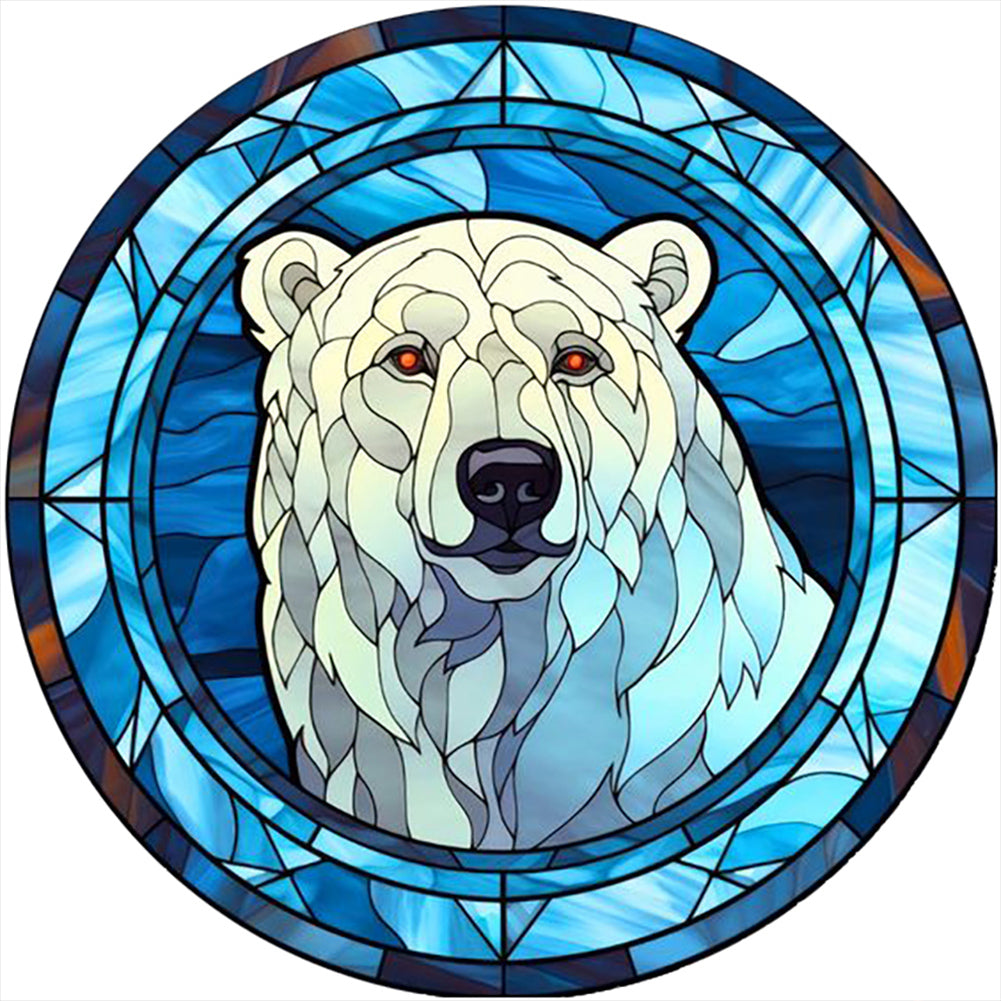 Polar Bear Glass Painting 30X30CM(Canvas) Full Round Drill Diamond Painting