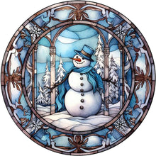 Load image into Gallery viewer, Snowman Glass Painting 30X30CM(Canvas) Full Round Drill Diamond Painting

