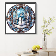 Load image into Gallery viewer, Snowman Glass Painting 30X30CM(Canvas) Full Round Drill Diamond Painting
