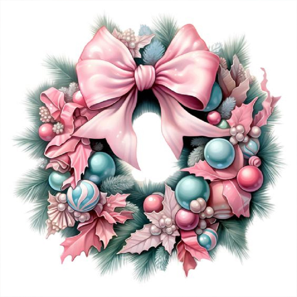 Christmas Wreath 30X30CM(Canvas) Full Round Drill Diamond Painting