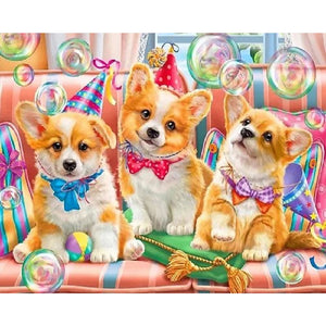 Puppy Party 50X40CM(Canvas) Full Square Drill Diamond Painting