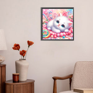 Candy Kitten 30X30CM(Canvas) Full Round Drill Diamond Painting