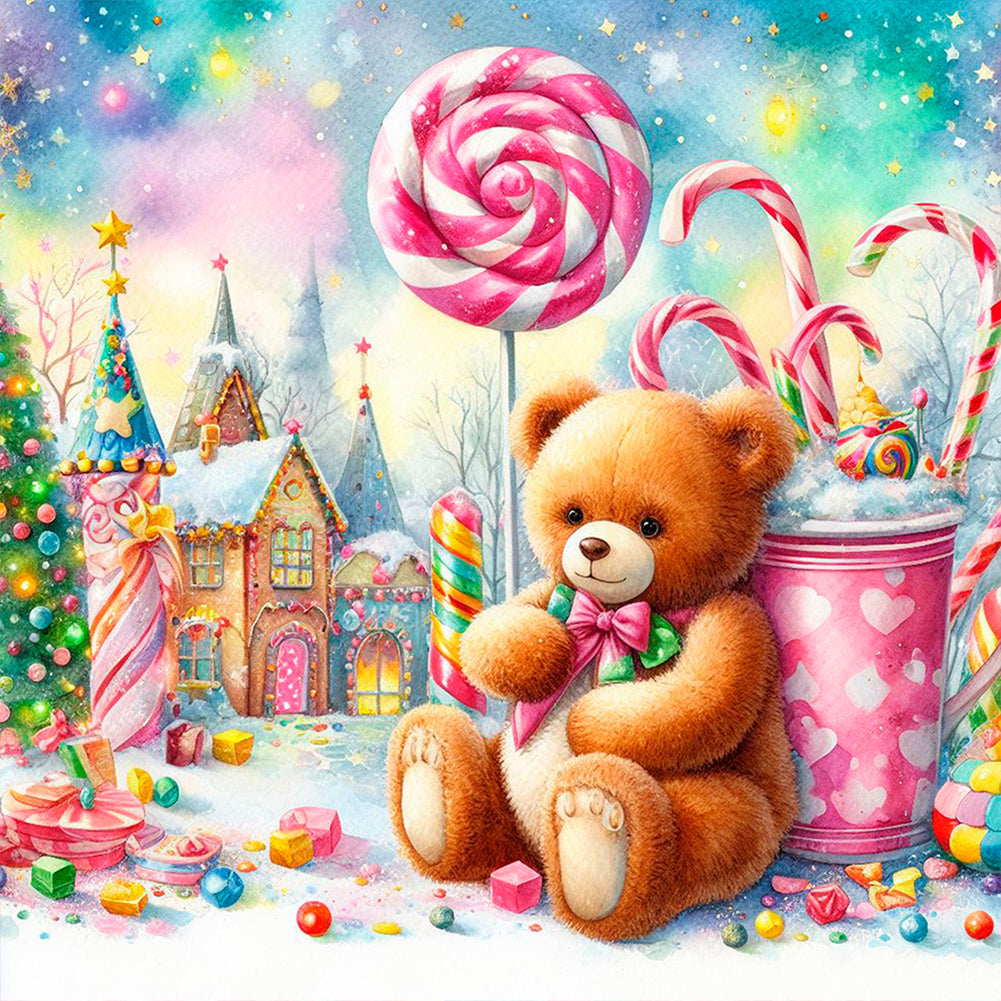 Candy Bear 30X30CM(Canvas) Full Round Drill Diamond Painting