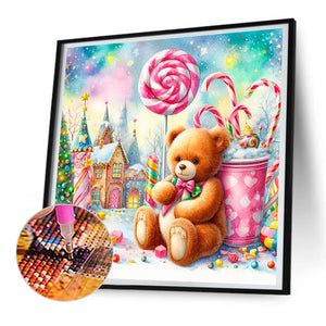 Candy Bear 30X30CM(Canvas) Full Round Drill Diamond Painting