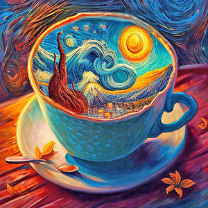 Starry Sky Coffee 40X40CM(Canvas) Full Round Drill Diamond Painting