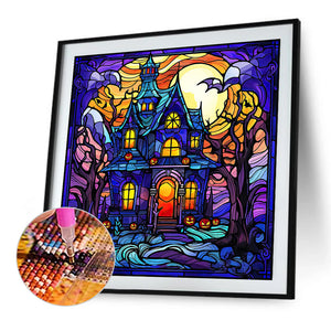 Full Diamond Castle Glass Painting 45X45CM(Canvas) Full AB Round Drill Diamond Painting