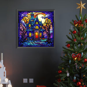 Full Diamond Castle Glass Painting 45X45CM(Canvas) Full AB Round Drill Diamond Painting