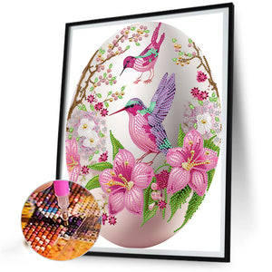 Easter Egg Hummingbird 30X40CM(Canvas) Partial Special Shaped Drill Diamond Painting