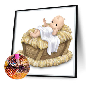 Precious Moments Doll Jesus 30X30CM(Canvas) Full Round Drill Diamond Painting