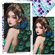 Load image into Gallery viewer, Peacock Girl 40X70CM(Canvas) Full Round Drill Diamond Painting
