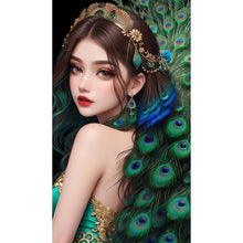 Load image into Gallery viewer, Peacock Girl 40X70CM(Canvas) Full Round Drill Diamond Painting
