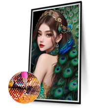 Load image into Gallery viewer, Peacock Girl 40X70CM(Canvas) Full Round Drill Diamond Painting
