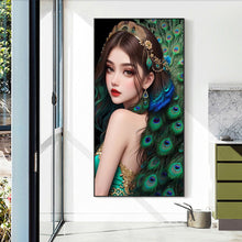 Load image into Gallery viewer, Peacock Girl 40X70CM(Canvas) Full Round Drill Diamond Painting
