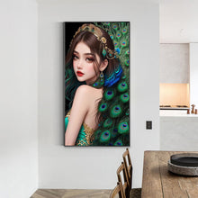 Load image into Gallery viewer, Peacock Girl 40X70CM(Canvas) Full Round Drill Diamond Painting
