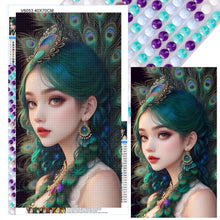 Load image into Gallery viewer, Peacock Girl 40X70CM(Canvas) Full Round Drill Diamond Painting
