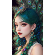 Load image into Gallery viewer, Peacock Girl 40X70CM(Canvas) Full Round Drill Diamond Painting
