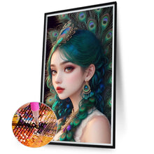 Load image into Gallery viewer, Peacock Girl 40X70CM(Canvas) Full Round Drill Diamond Painting
