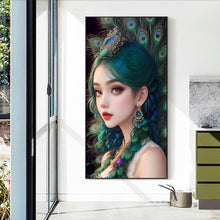 Load image into Gallery viewer, Peacock Girl 40X70CM(Canvas) Full Round Drill Diamond Painting
