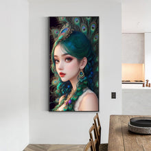 Load image into Gallery viewer, Peacock Girl 40X70CM(Canvas) Full Round Drill Diamond Painting
